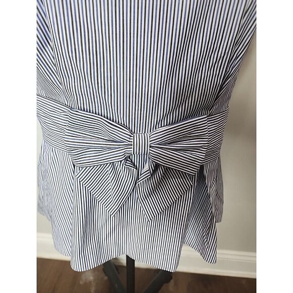Kate Spade Blue Multi Stripe Peplum Top Sleeveless Cotton NWT Women's 14 - Picture 3 of 12